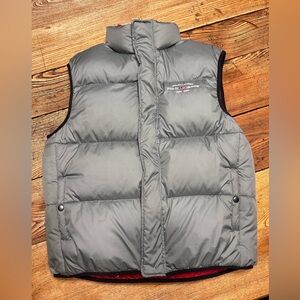Reebok Puffer Vest Mens Small Black Gray Zip Up Insulated Lightweight